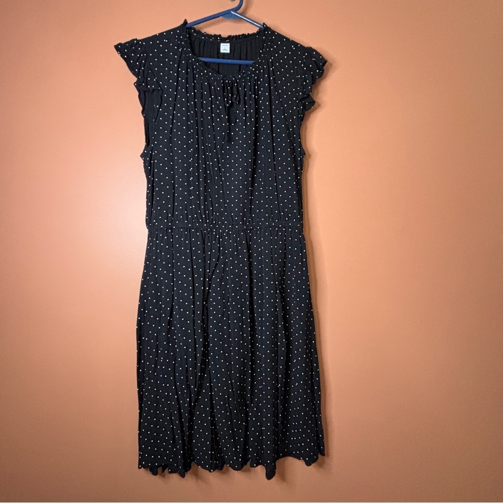Old Navy Black and White Dotted Midi Dress